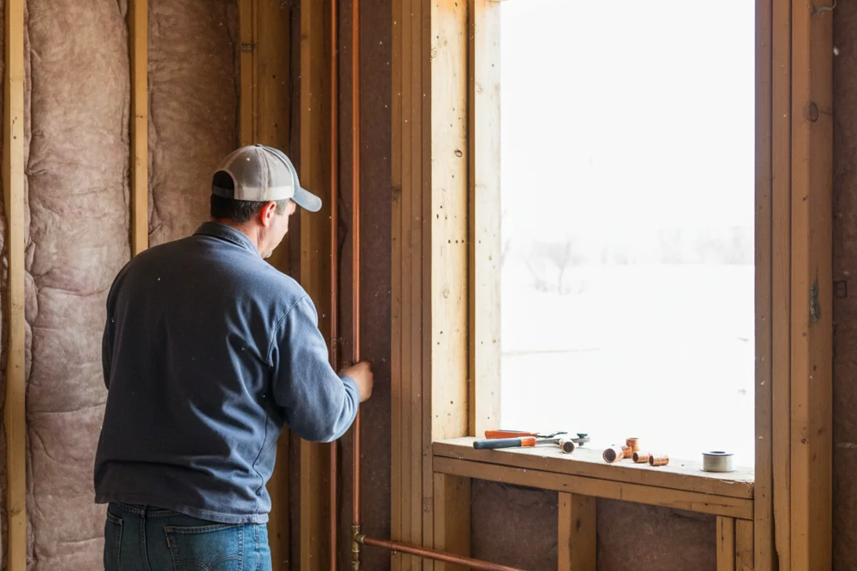 Licensed plumber running new copper supply lines in a Midlothian home